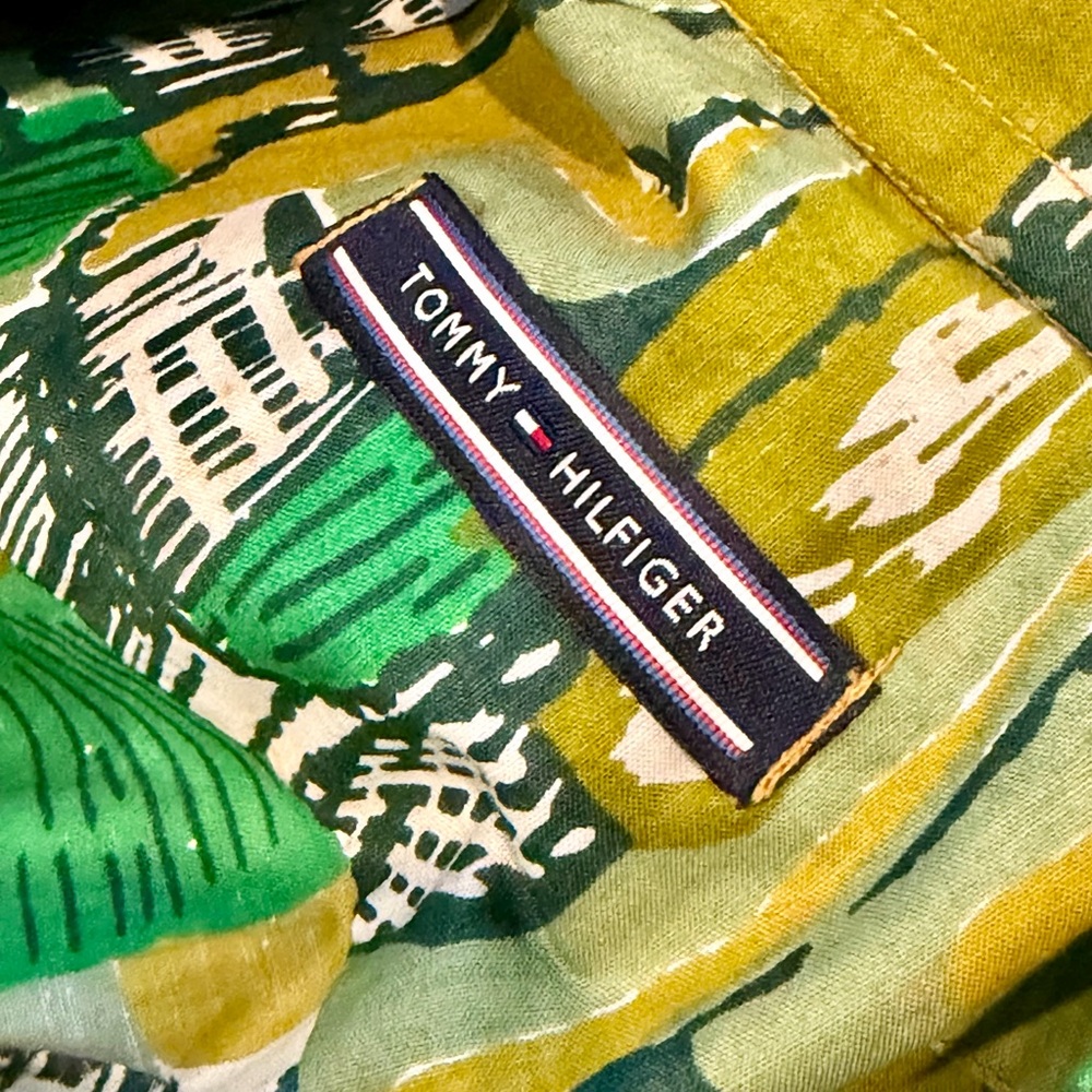 Tommy Hilfiger Green Yellow Abstract Button Up Shirt Men’s Medium - Picture 3 of 7